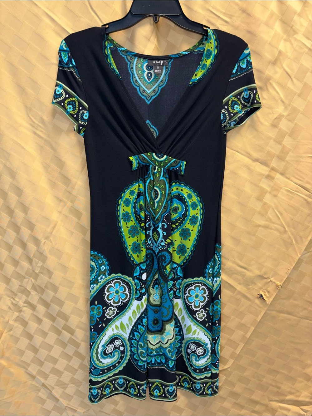 Snap Black Dress with Teal, Turquoise & Lime Paisley